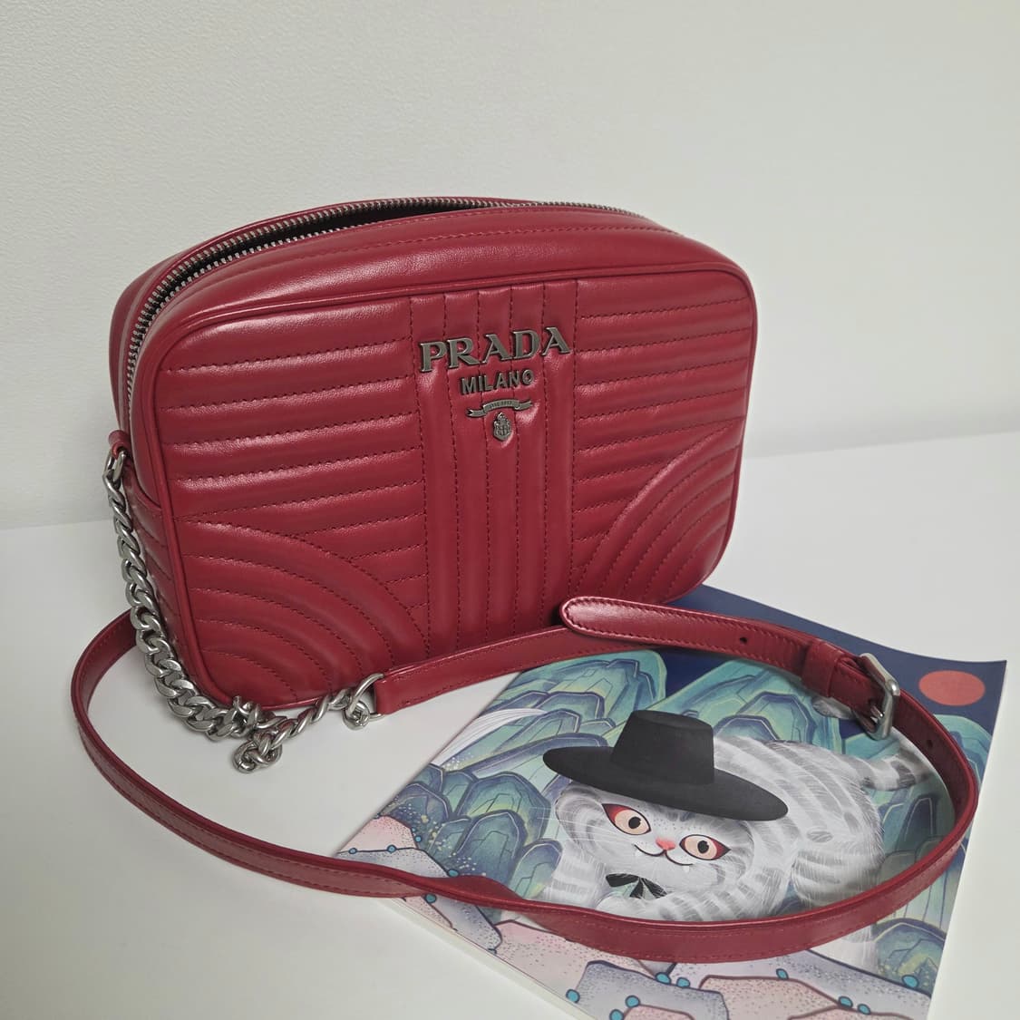 PRADA 프라다 정품 다이어그램 카메라백 은장체인 크로스백 숄더백 상품이미지1