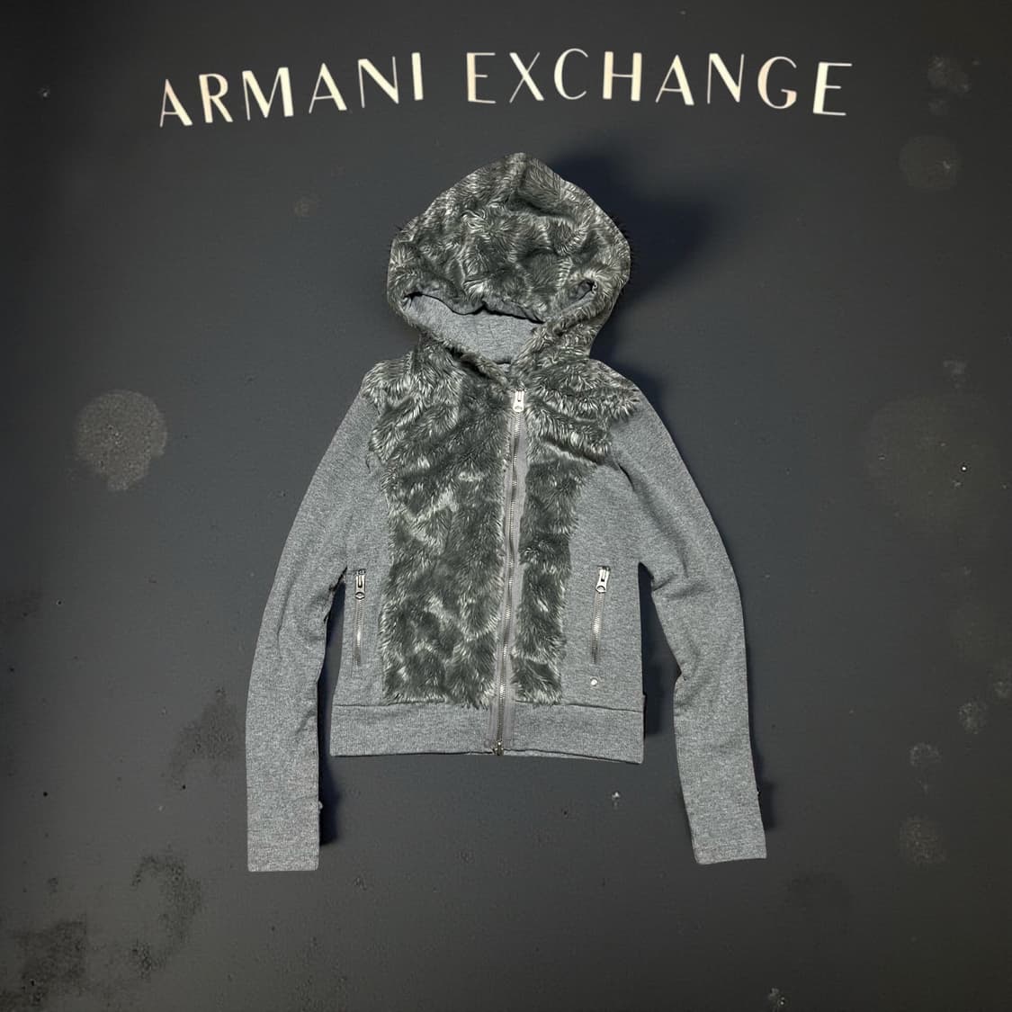 ARMANI EXCHANGE 아르마니 퍼 후드집업 y2k 상품이미지1