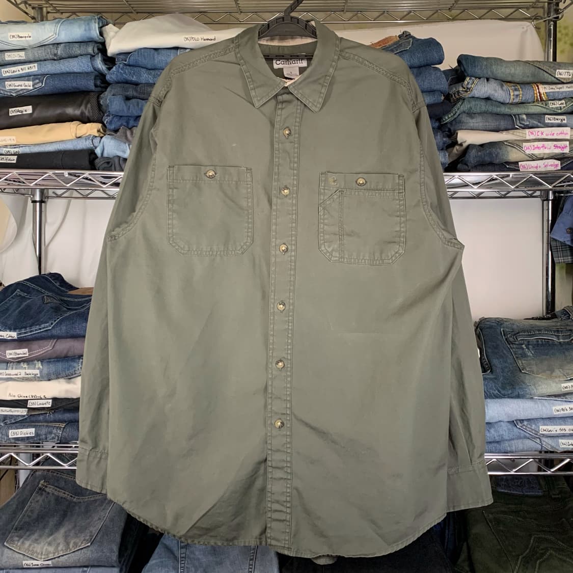 [L] 칼하트 워크셔츠 카키 상품이미지2