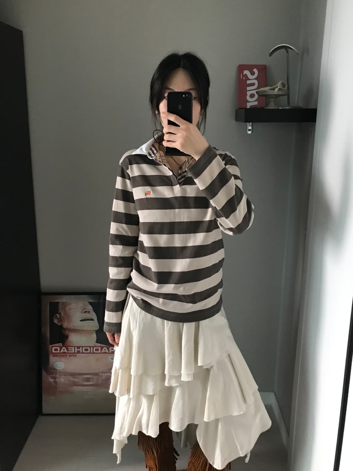버버리 자수로고 스트라이프 넥카라 노바체크 럭비티 상품이미지4