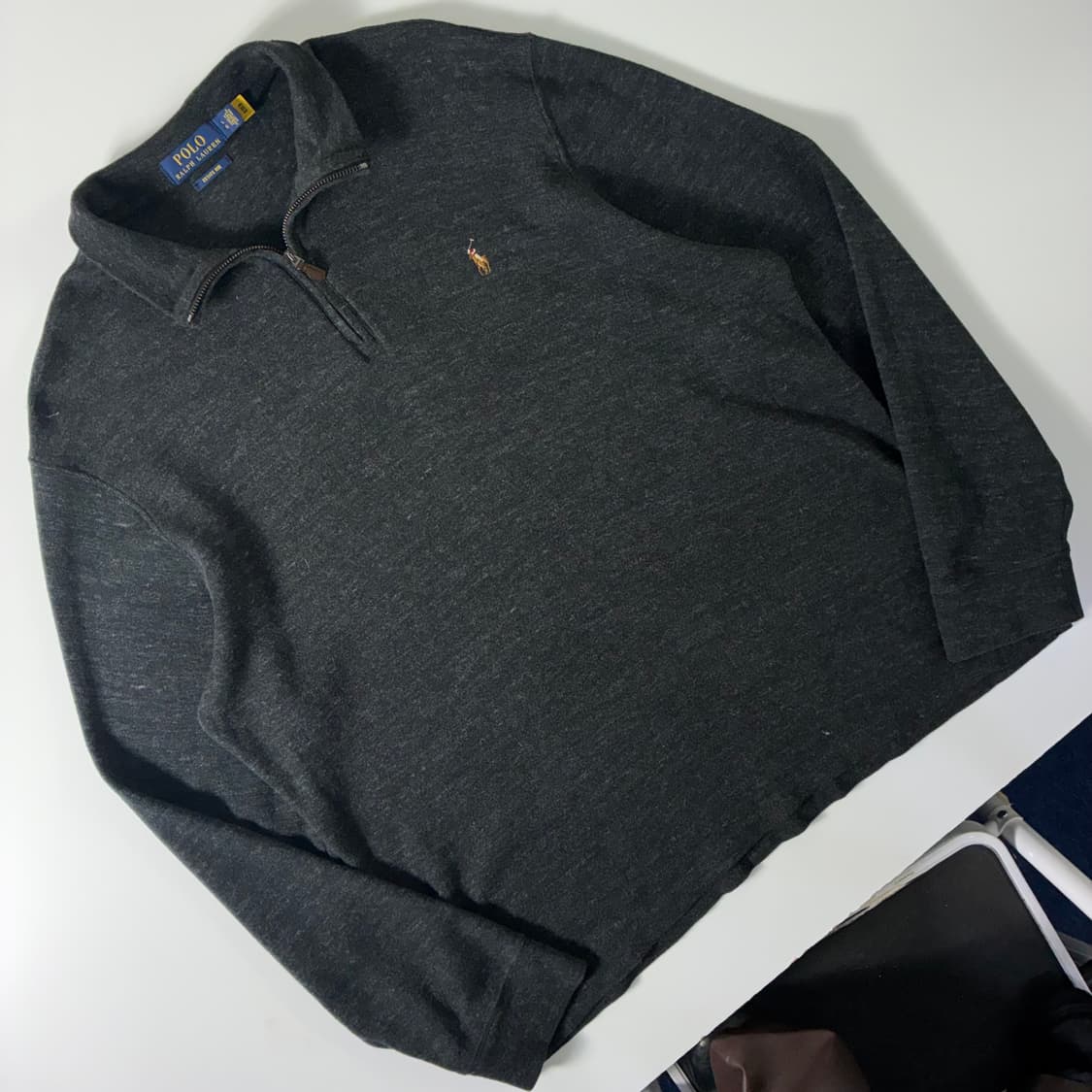 Polo  폴로 랄프로렌 신형 자수 에스테이트립 차콜 반집업 니트  상품이미지2