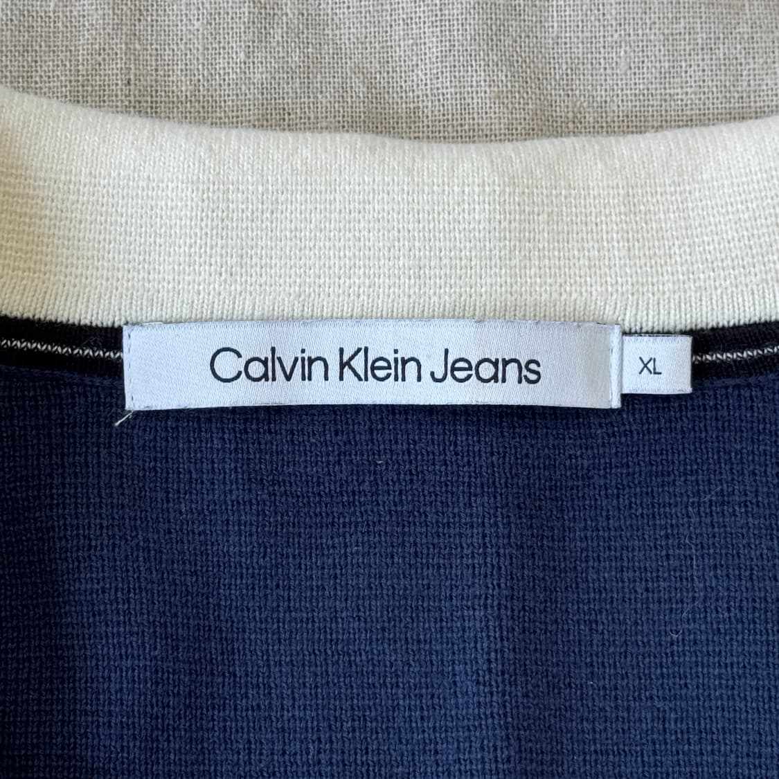 캘빈클라인진스 오픈카라 배색 네이비 니트 XL 상품이미지5