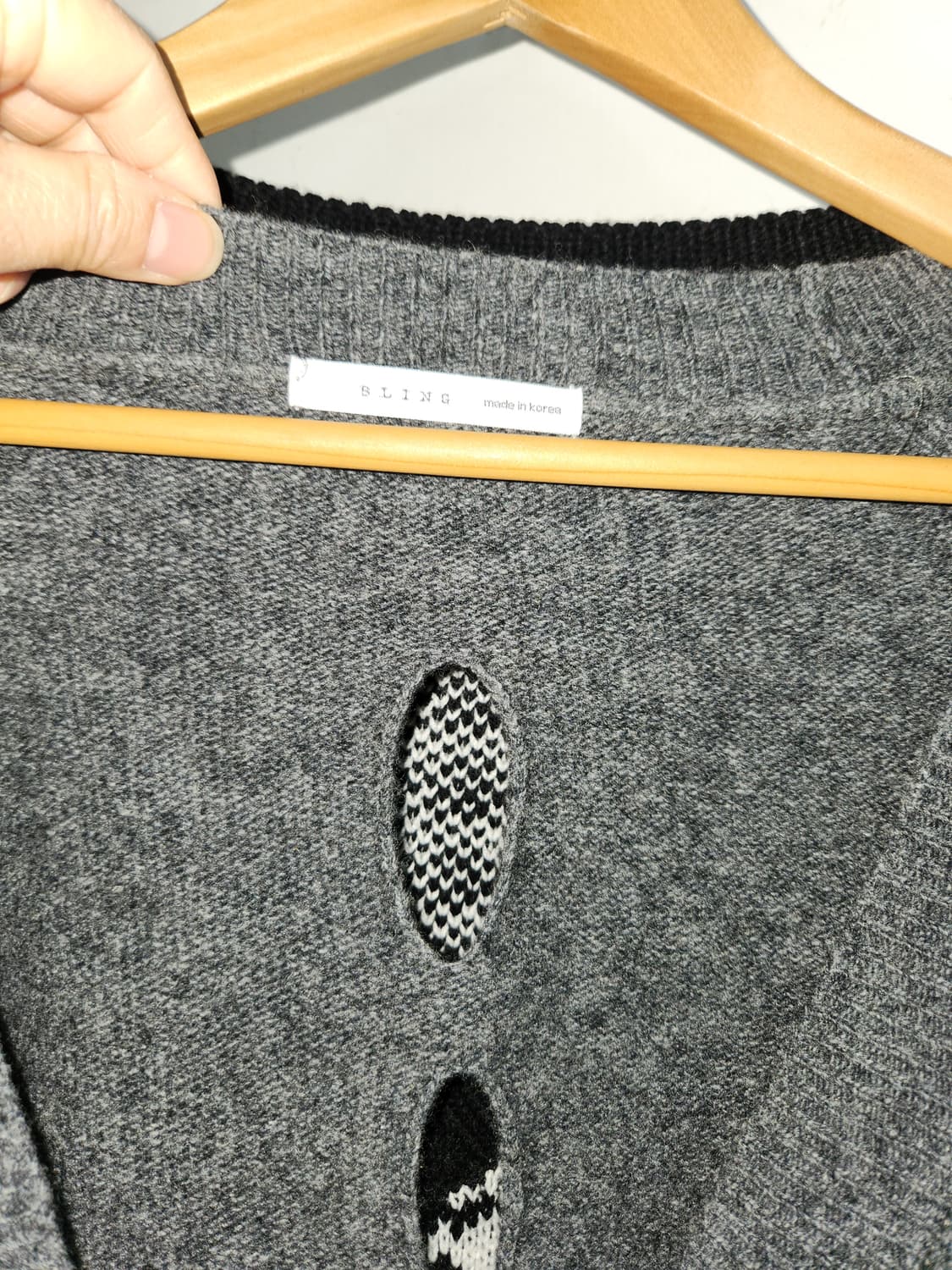 회색 브이넥 니트 가디건 F(~88) 상품이미지3