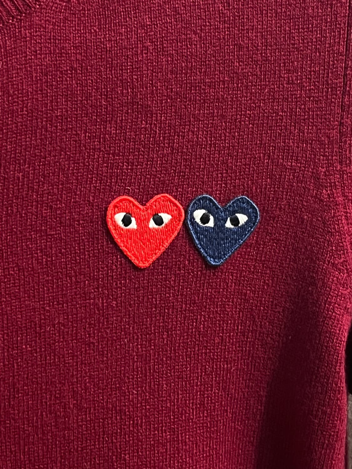 꼼데 가르송 플레이 더블 하트 패치 가디건 상품이미지4