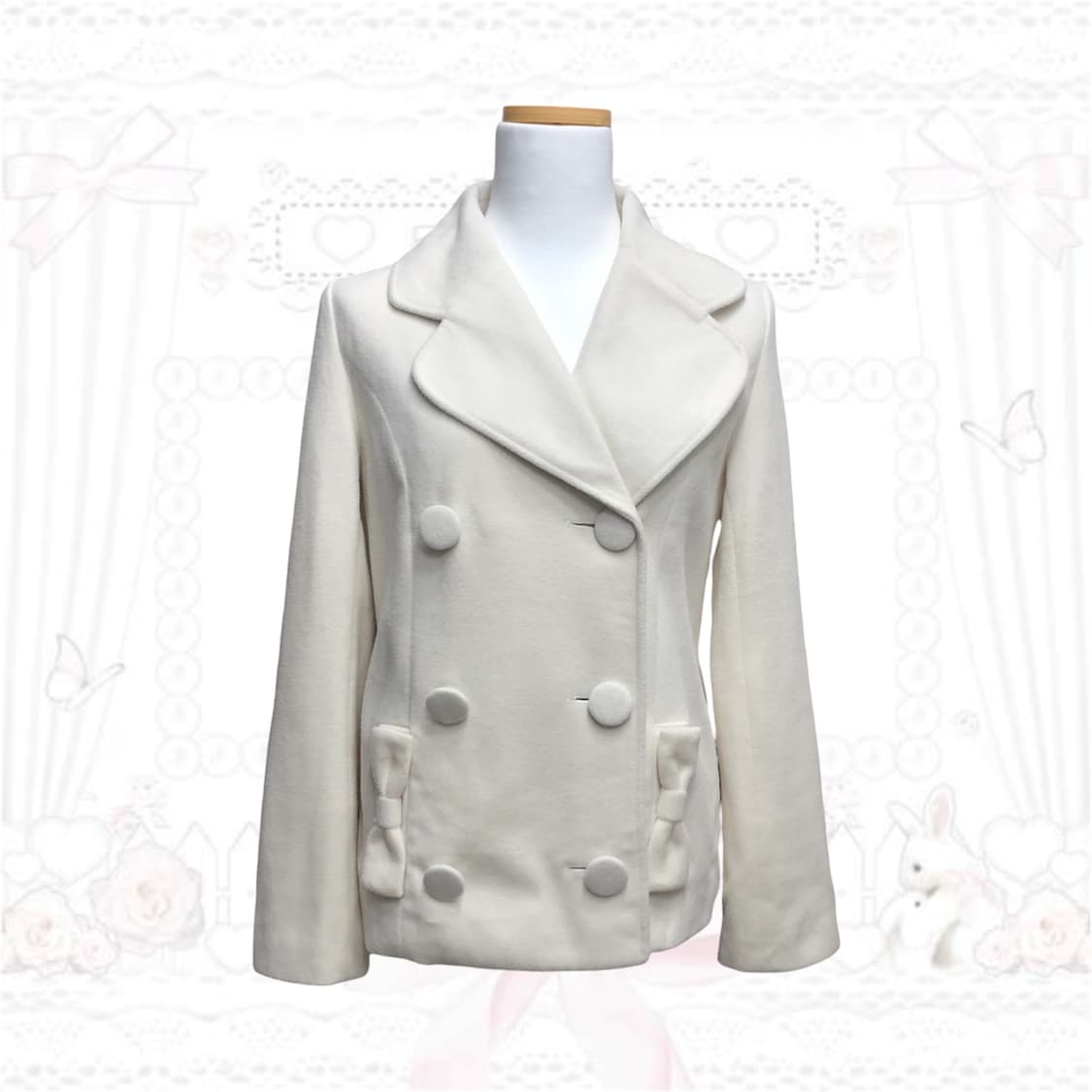 리즈리사 리본 화이트 반코트 히메갸루 라떼갸루 상품이미지1