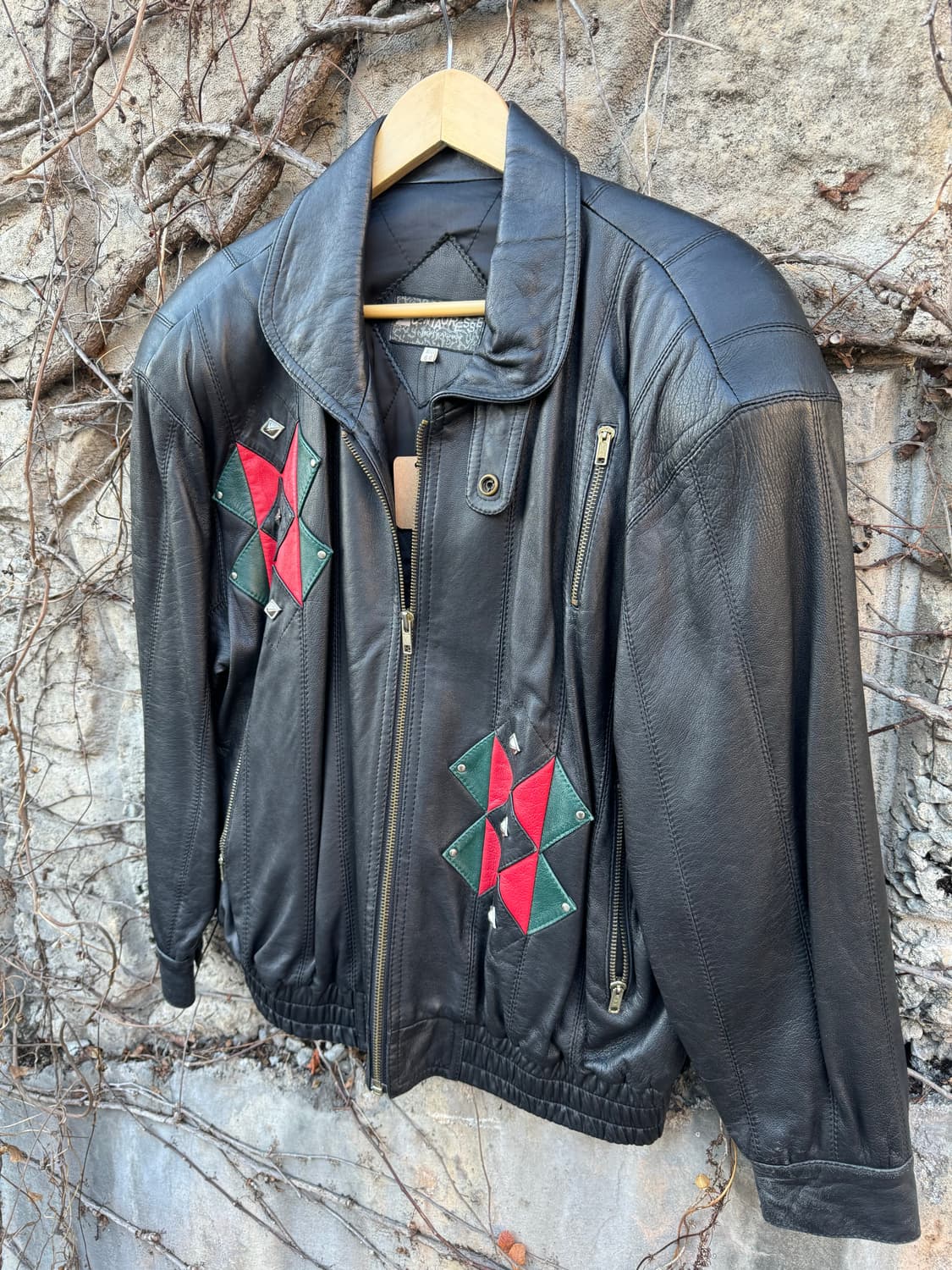 90s 국내생산 양가죽 나바호 패턴 가죽 레더 자켓 우먼 상품이미지3