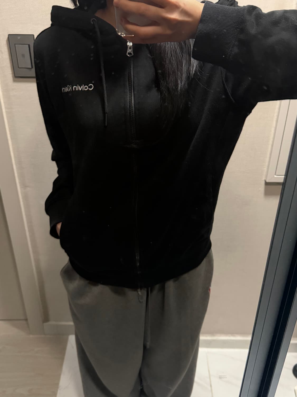 켈빈클라인 블랙 후드집업 L 상품이미지1