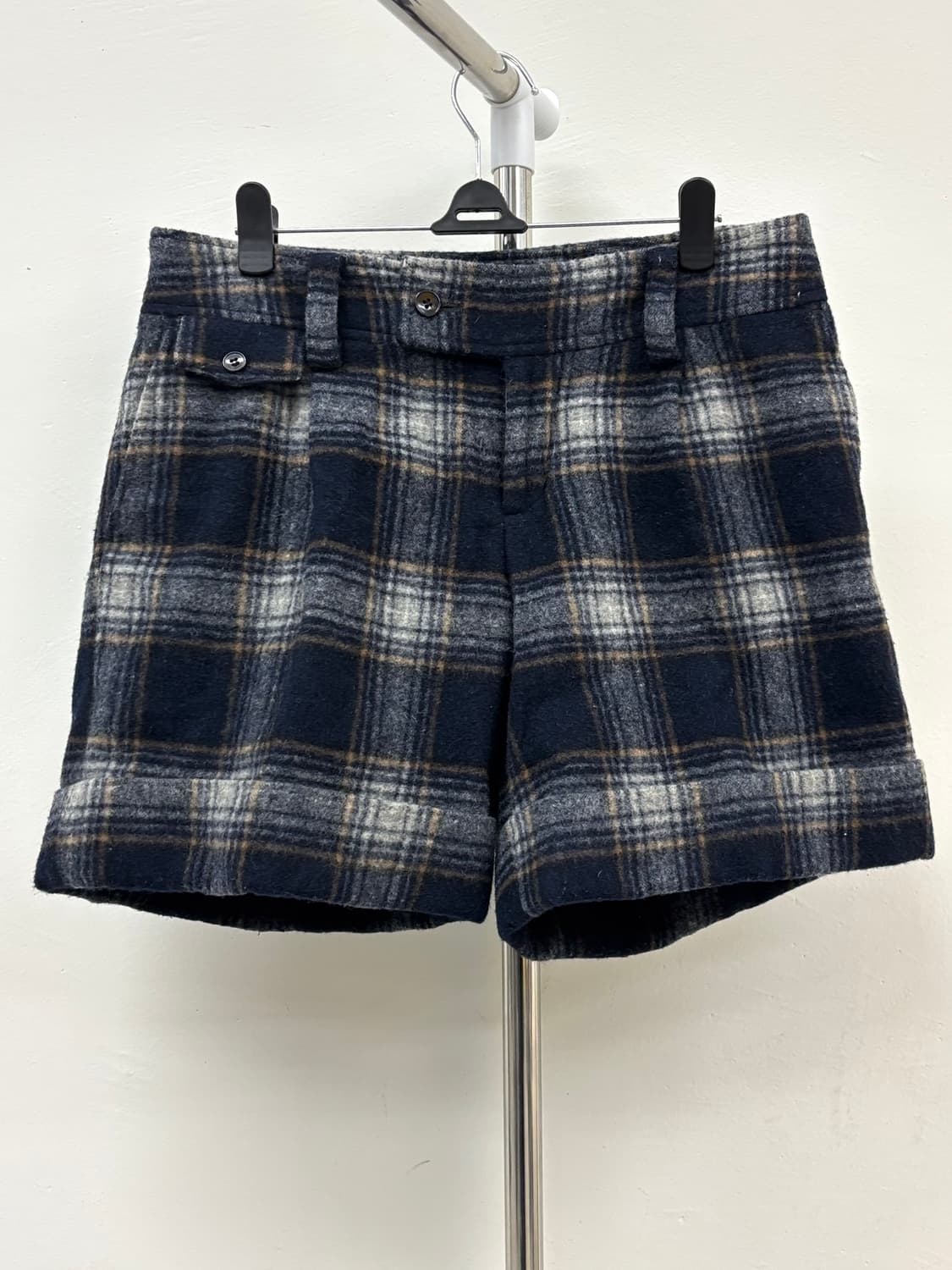 빈티지 울70% 체크 쇼츠 상품이미지1