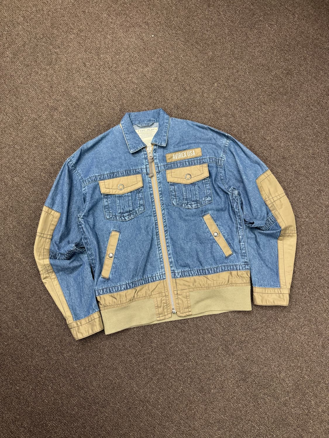 M)AVIREX USA 빈티지 TYPE BLUE 데님 집업 자켓 상품이미지2