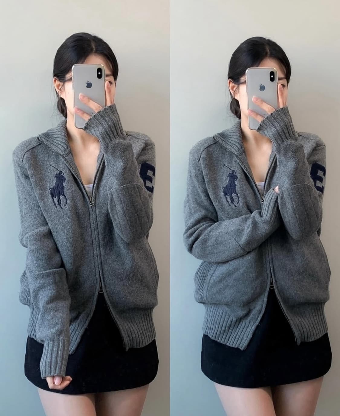 폴로 랄프로렌 빅포니 니트집업 그레이 xs 상품이미지1