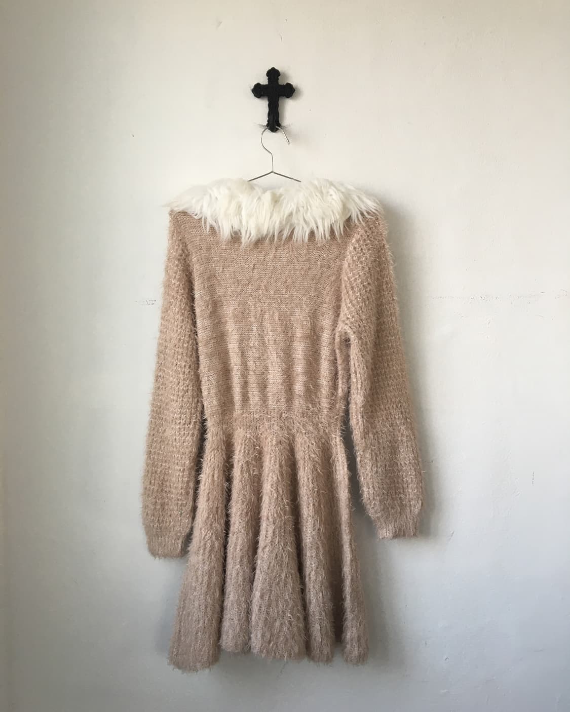 Fake fur collar knit long cardigan 상품이미지3
