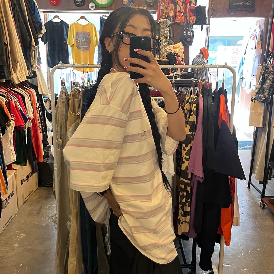 Stüssy Pink Stripe T-shirt 상품이미지8