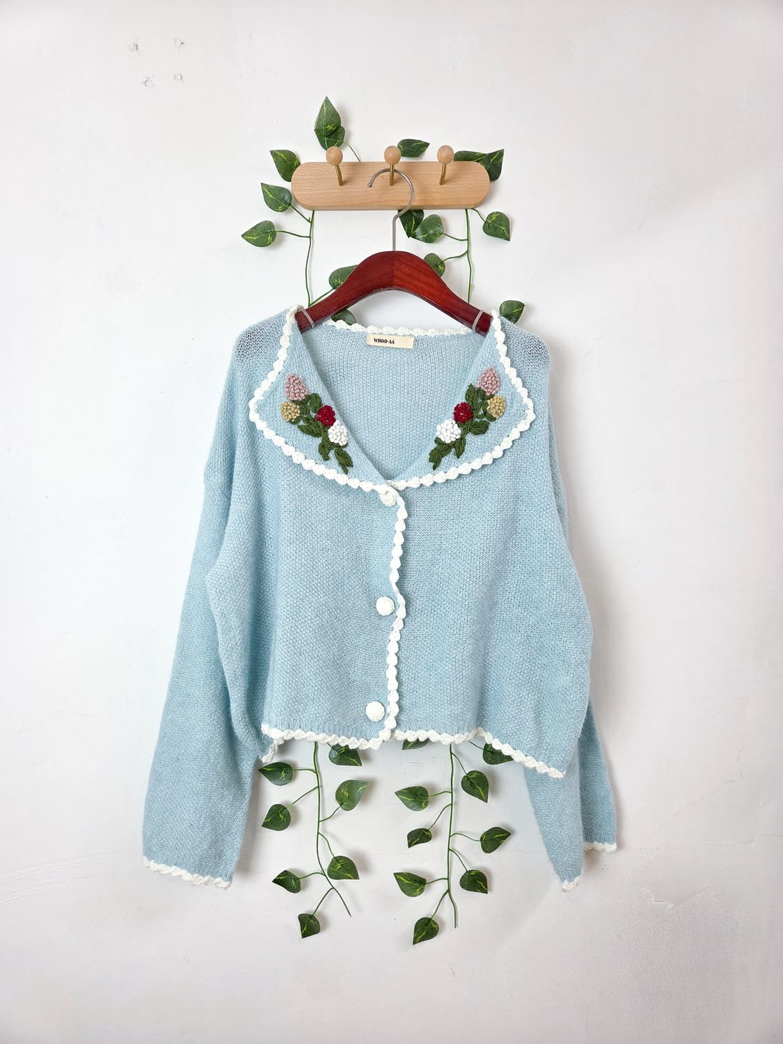 꽃자수 카라 가디건 상품이미지1