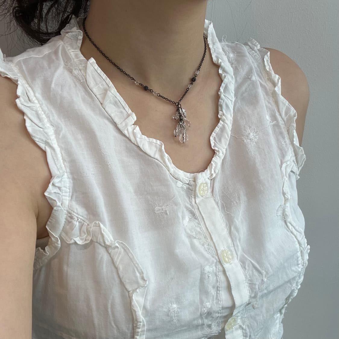 Crystal gemstone drop necklace 상품이미지1