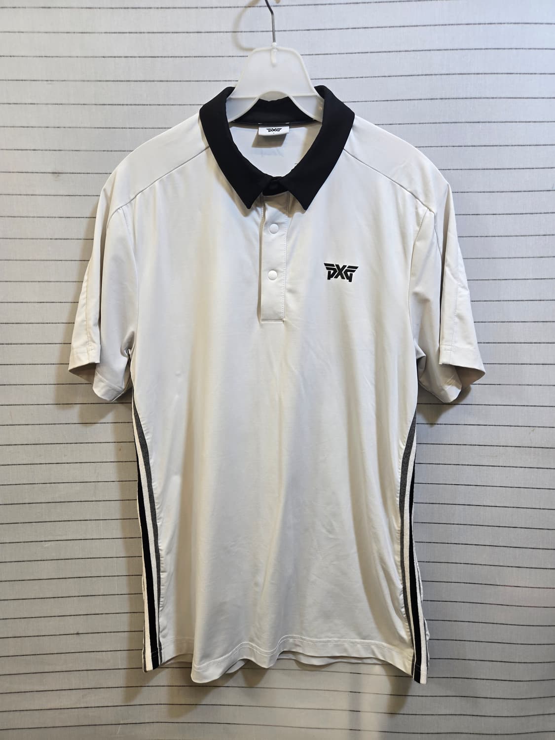  PXG( 정품 ) 화이트 블랙 배색 골프 반팔티 L 상품이미지1