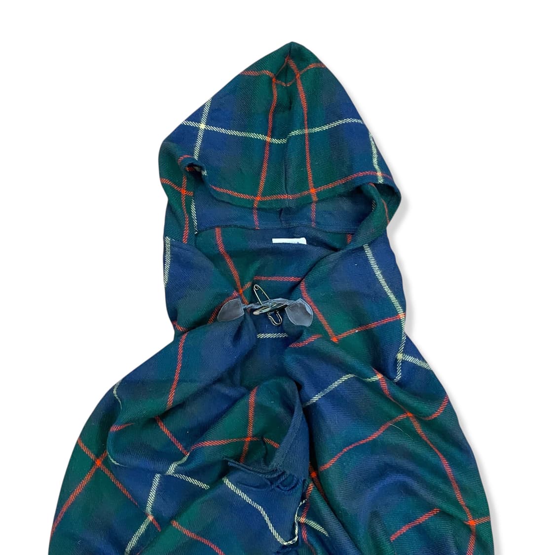 Khaki Tartan Check Long Cape Hood 상품이미지3