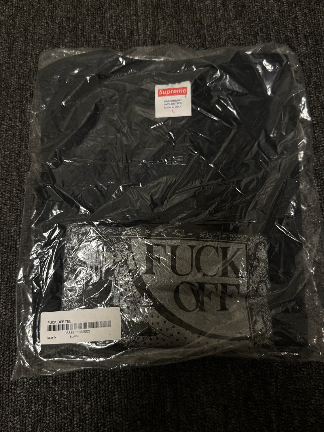 [L] 슈프림 FUCK OFF 반팔티 블랙 상품이미지1