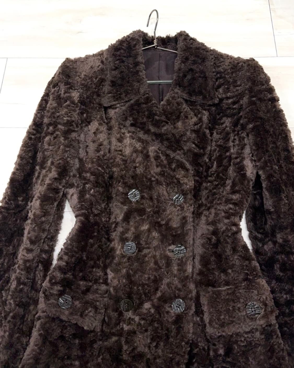 Deep Brown Fur Double Button Coat 상품이미지8