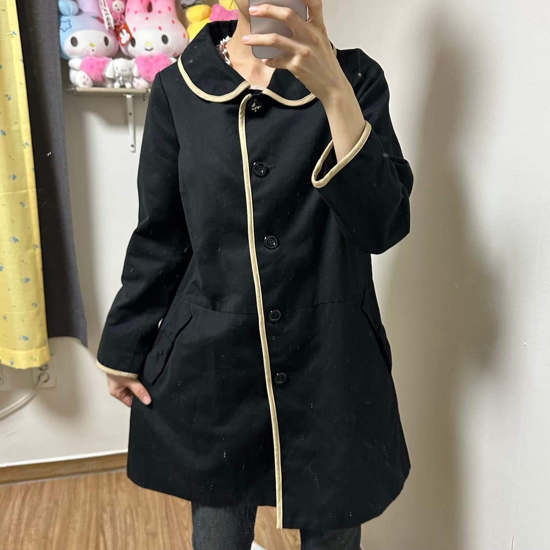 빈티지 리본 블랙 코트 히메갸루 로걀 라떼 코이세이오깔 모리걸 긱시크 상품이미지1