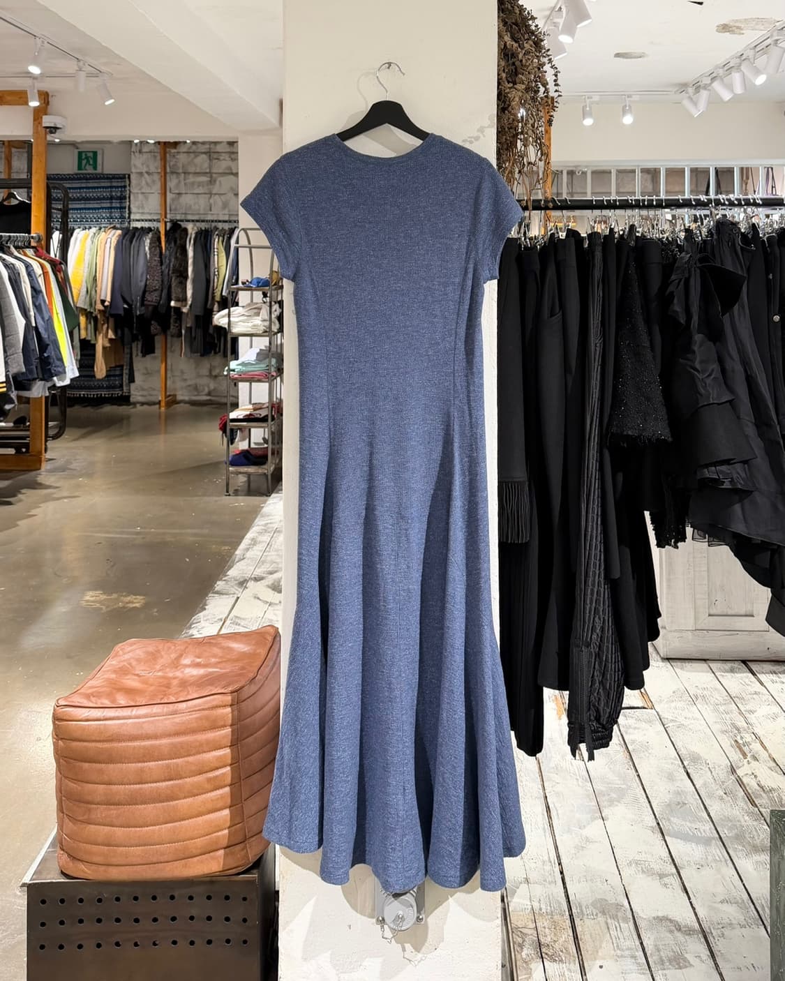 폴로 랄프로렌 블루 와플 니트 하프 슬리브 맥시 드레스 상품이미지6