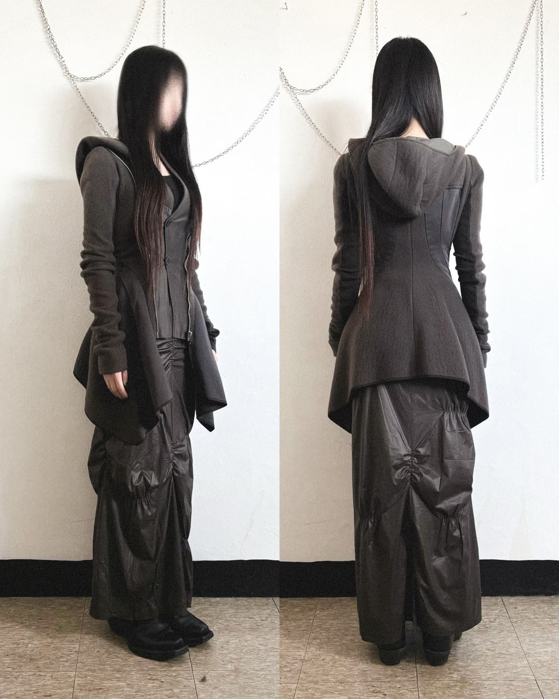 uli schneider 나일론 드레이프 롱스커트 상품이미지1