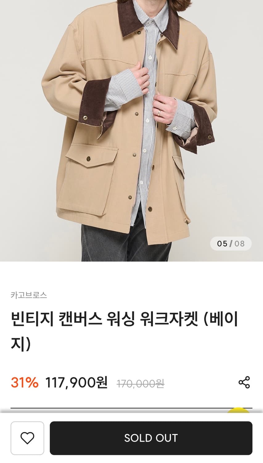 카고브로스 캔버스 워싱 워크 자켓 상품이미지2