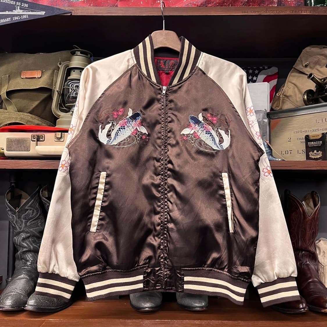 00s JPN 오리엔탈 잉어 자수 빈티지 스카잔 수베니어 자켓 N428 상품이미지1