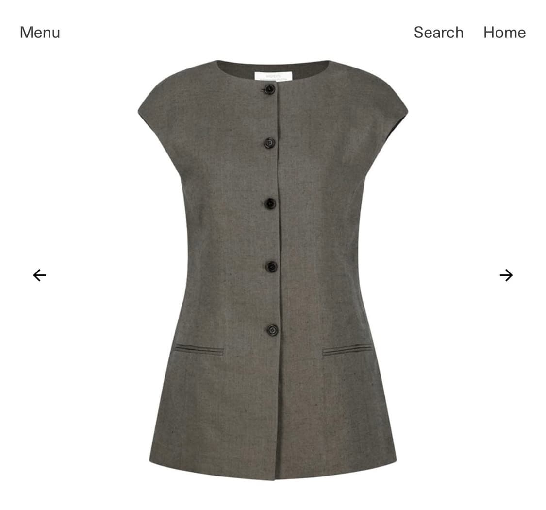 아모멘토 26SS Linen Curved Vest, Khaki 상품이미지1