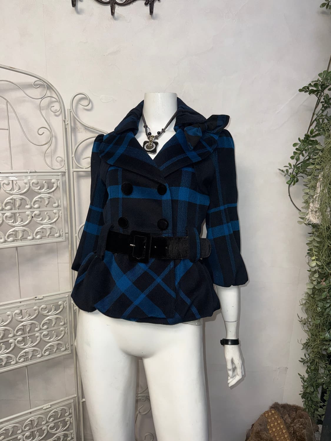 Blue black belted puff balloon ribbon jk 상품이미지1