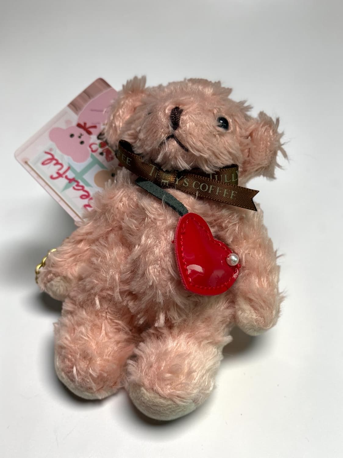 [미개봉/새상품]일본 한정판 털리스 커피 발렌타인 핑크 베어풀 인형키링 상품이미지2