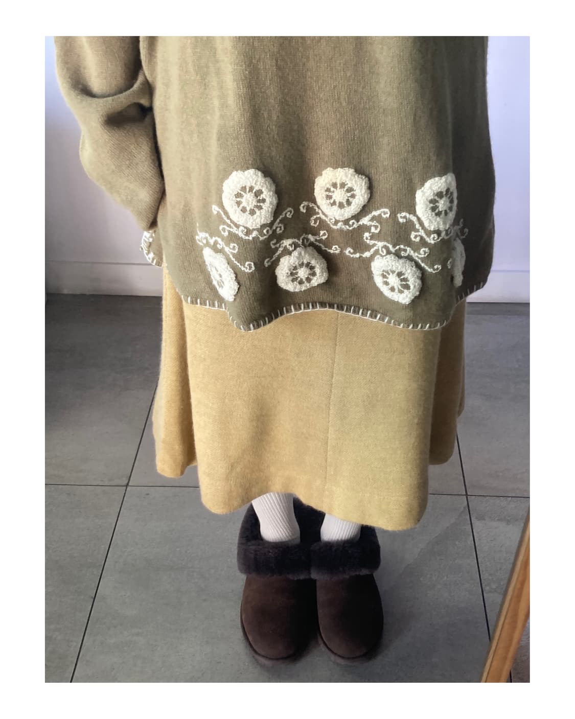 베이지 울 혼방 니트스커트 상품이미지6