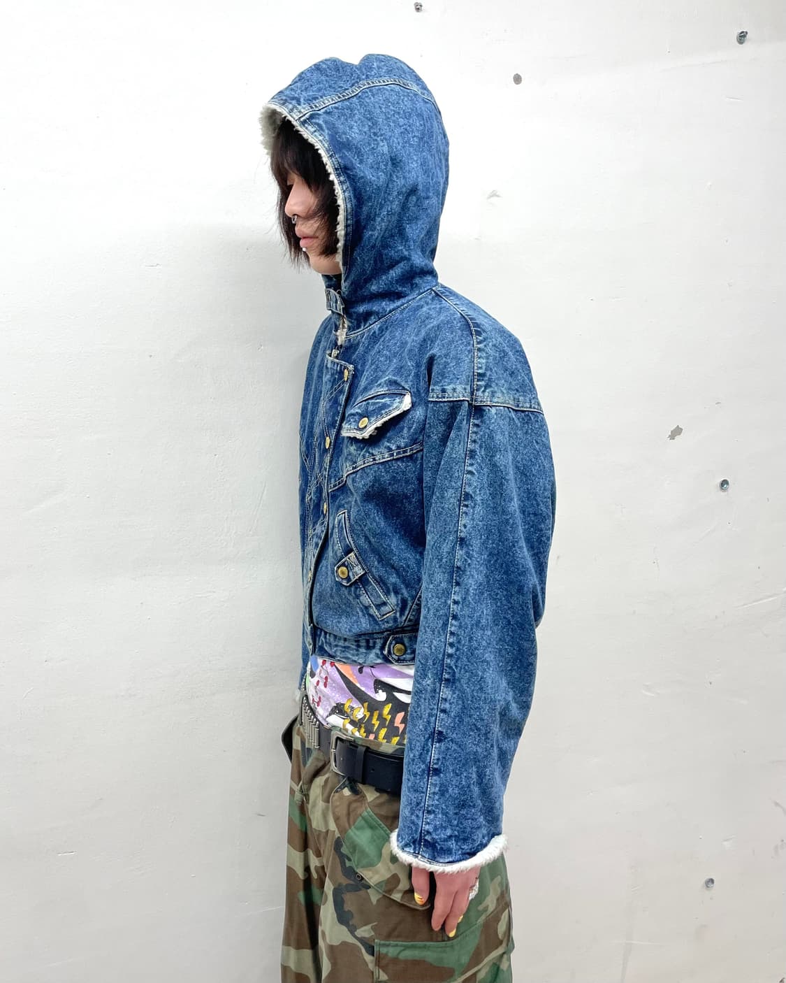 multi-pocket denim cropped hoodie jacket 상품이미지4