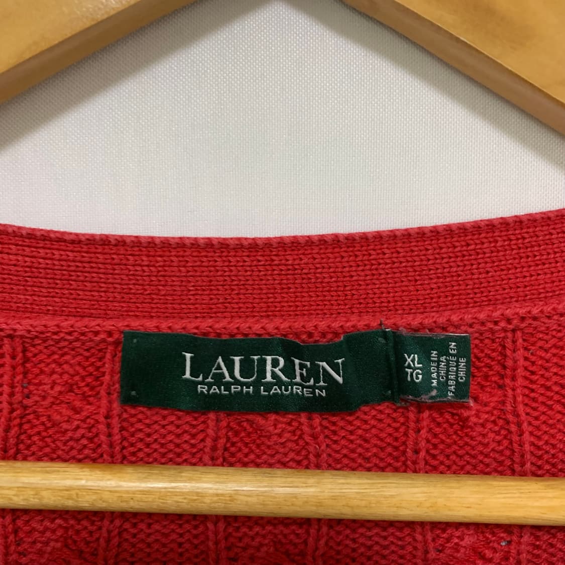 로렌 랄프로렌 빈티지 여성 스웨터 레드 케이블 꽈배기 니트 XL 상품이미지8