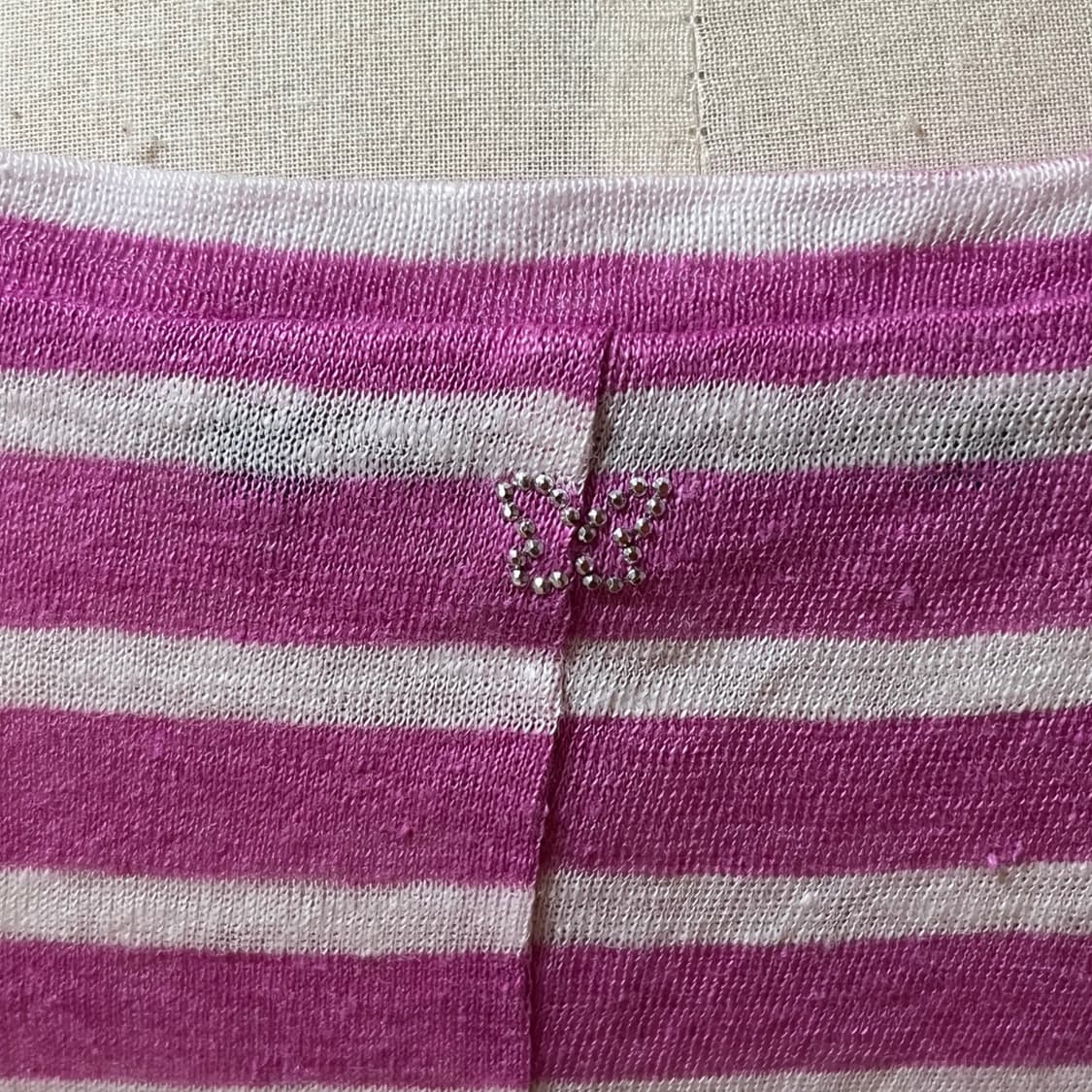 일본 애니st 빈티지 핑크 스트라이프 티셔츠 상품이미지6