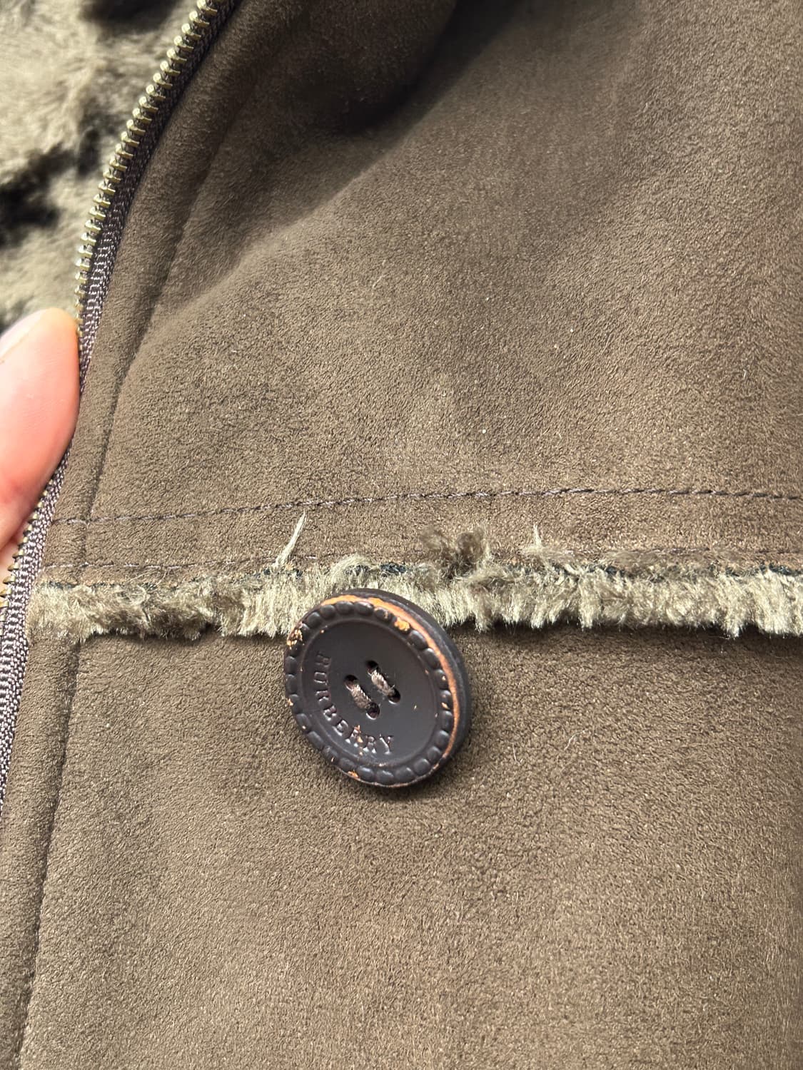 빈티지 버버리 런던 브라운 스웨이드 무스탕 후드 자켓 상품이미지8