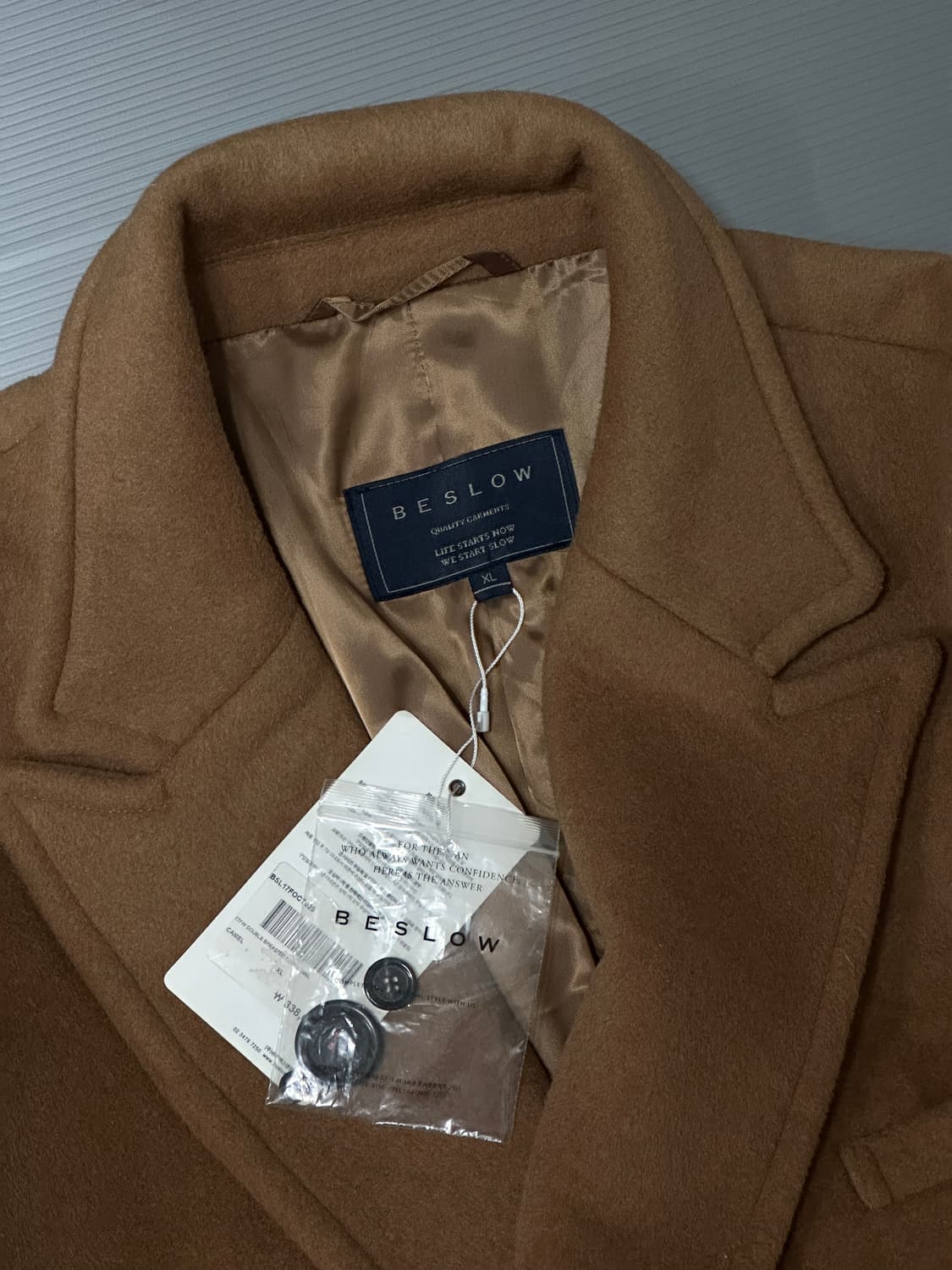 비슬로우 투 버튼 롱 코트 브라운 XL  상품이미지5