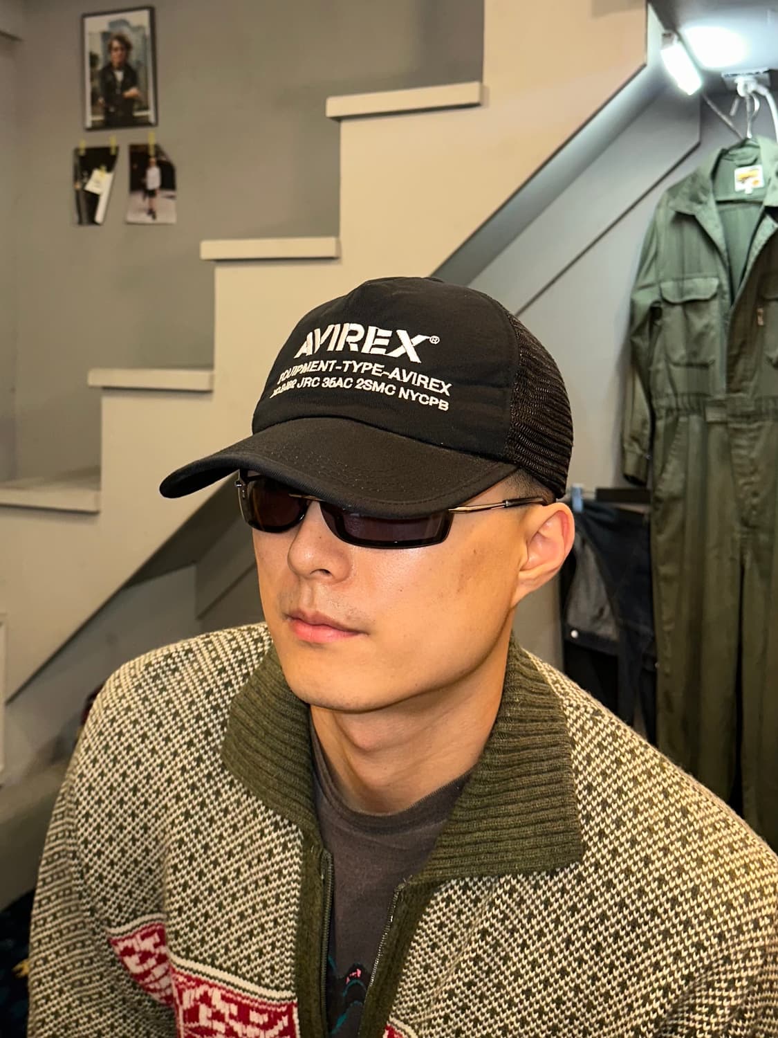 Avirex logo black trucker cap 상품이미지1