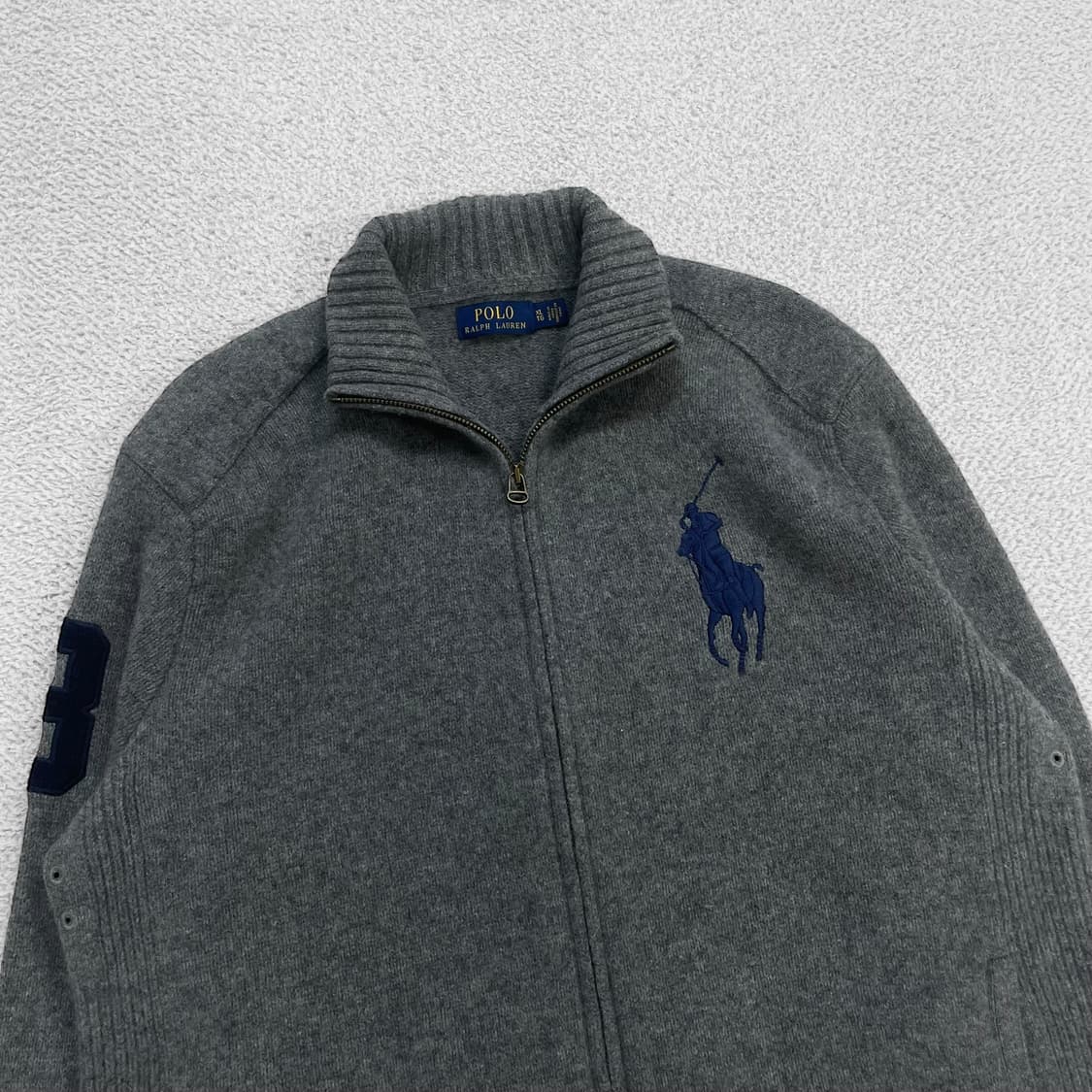 폴로 랄프로렌 빅 포니 3패치 울 니트 집업 그레이 상품이미지2
