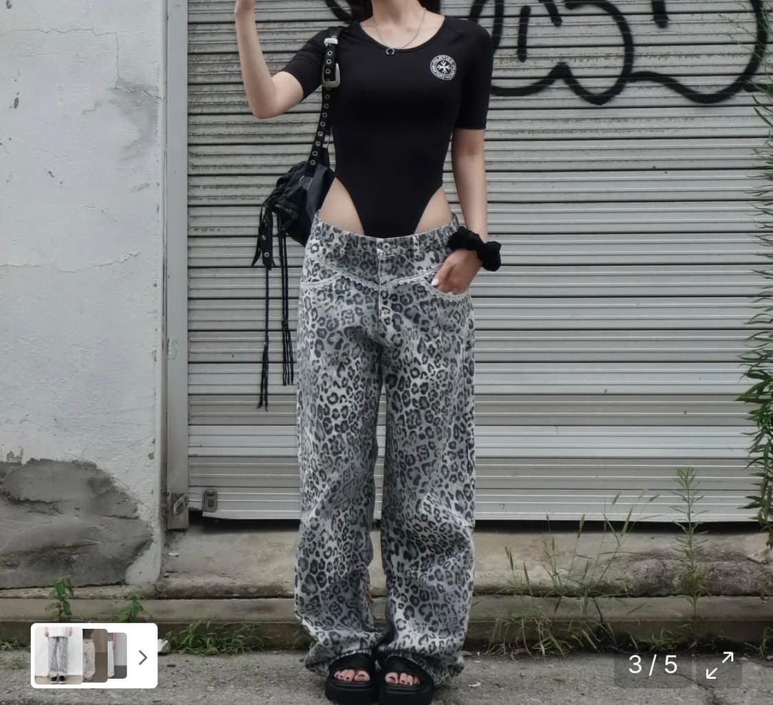 셋업이엑스이 레오파드 레이스 바지 / 화이트 상품이미지4