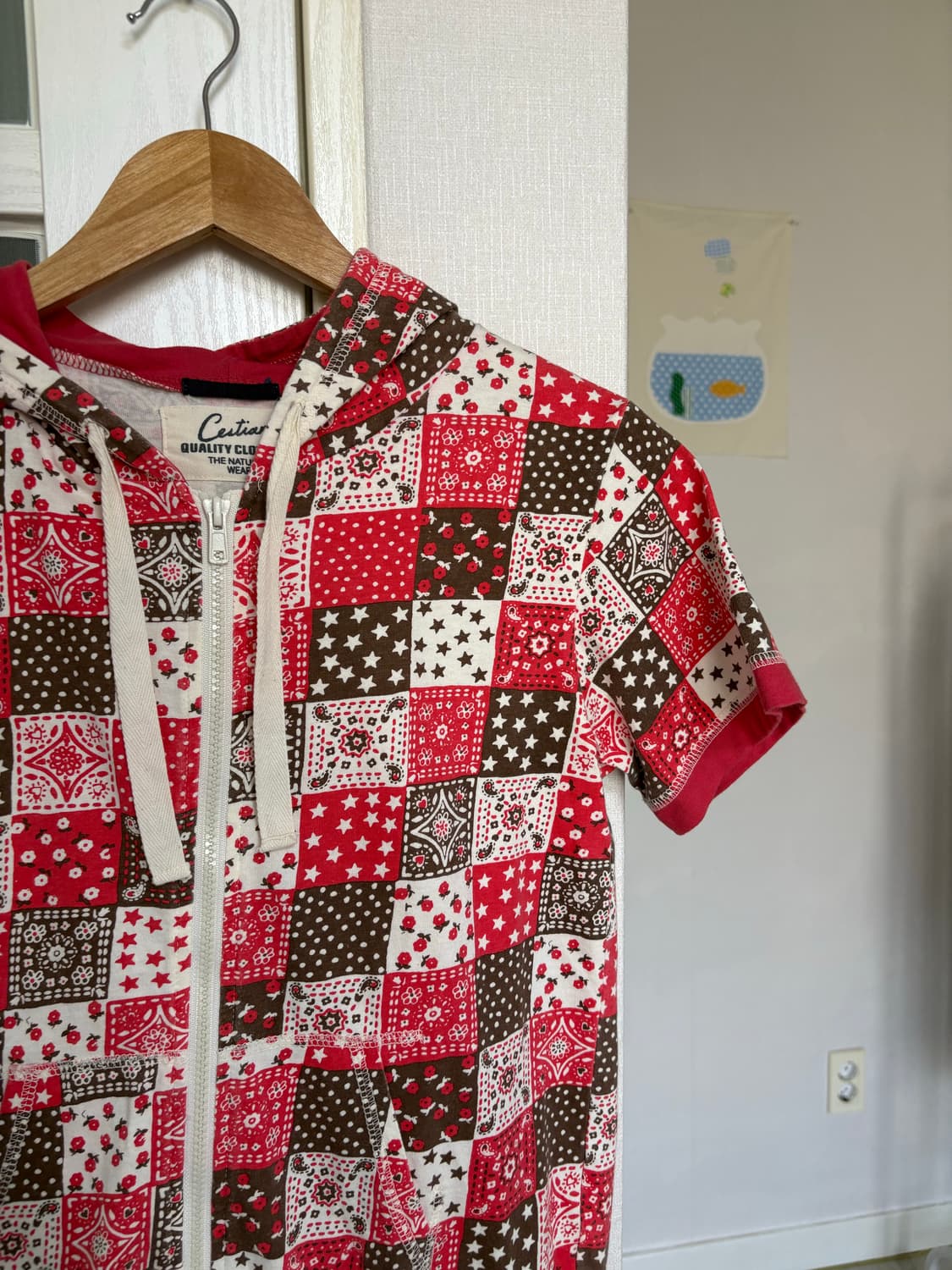 핑크-브라운 패치 후드 집업 상품이미지2