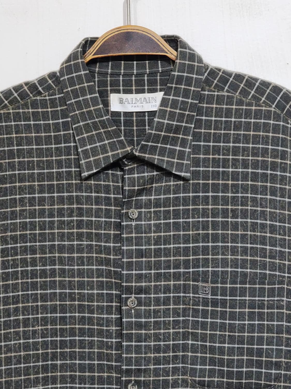 (105) 발망 남방 체크 셔츠 로고 포켓 국내판  상품이미지2