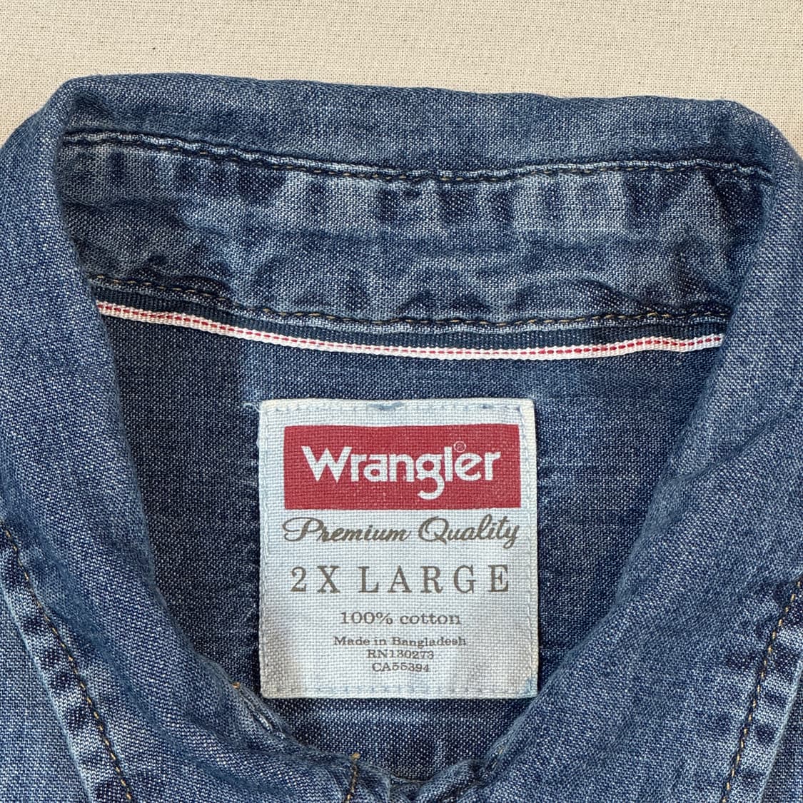 XXL) Wrangler 랭글러 투포켓 워크웨어 코튼 데님 셔츠 상품이미지6