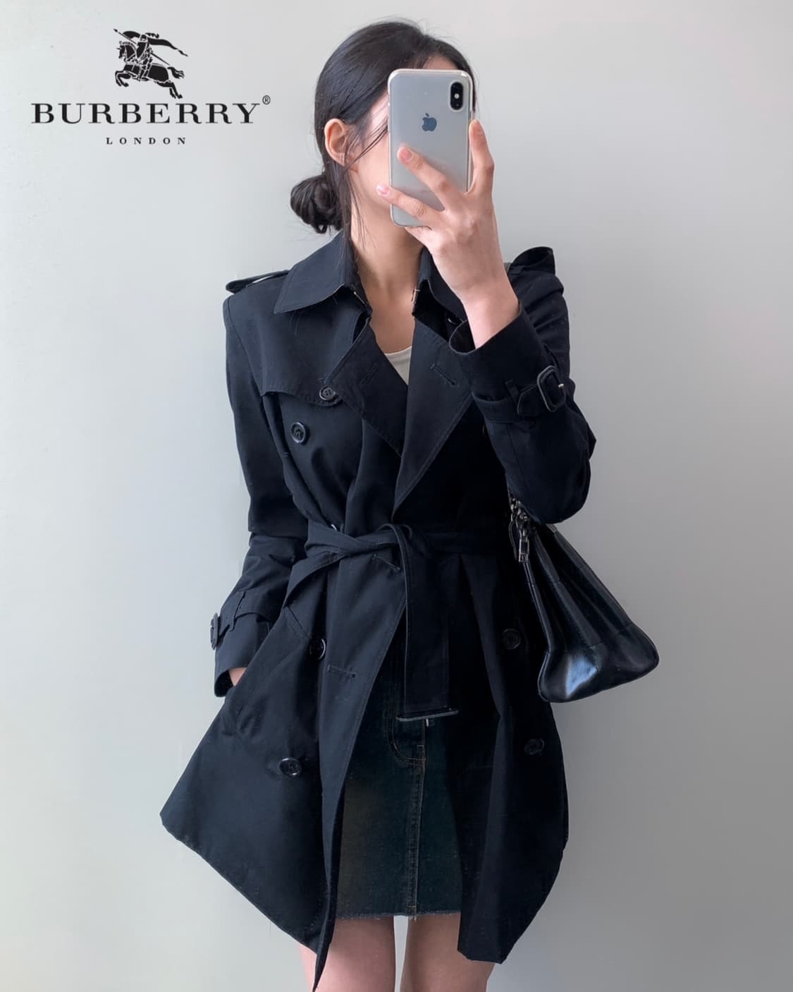 버버리 블랙 하프 트렌치 코트  상품이미지3