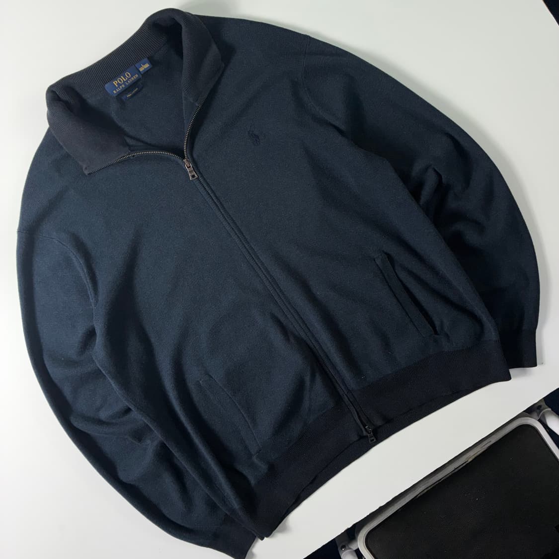 Polo  폴로 랄프로렌 자수 피마코튼 다크네이비 니트집업  상품이미지2