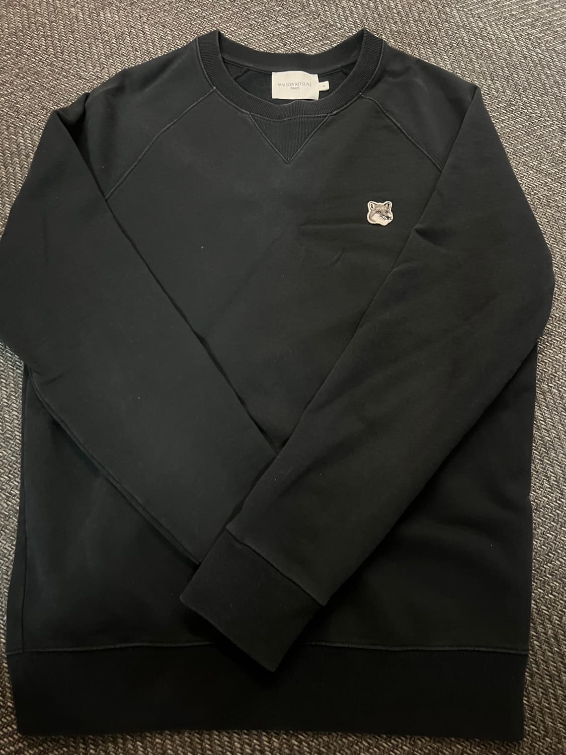 메종 키츠네 그레이 폭스 헤드 패치 맨투맨 블랙M 상품이미지1