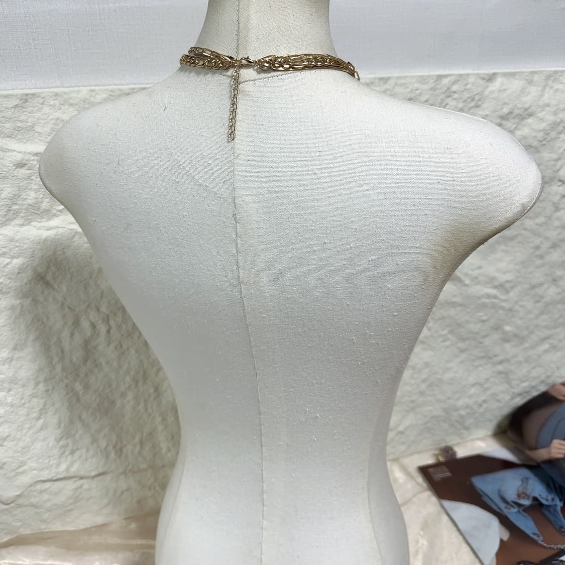 빈티지 골드톤 스네이크체인 쿠바체인 레이어드 목걸이 상품이미지3