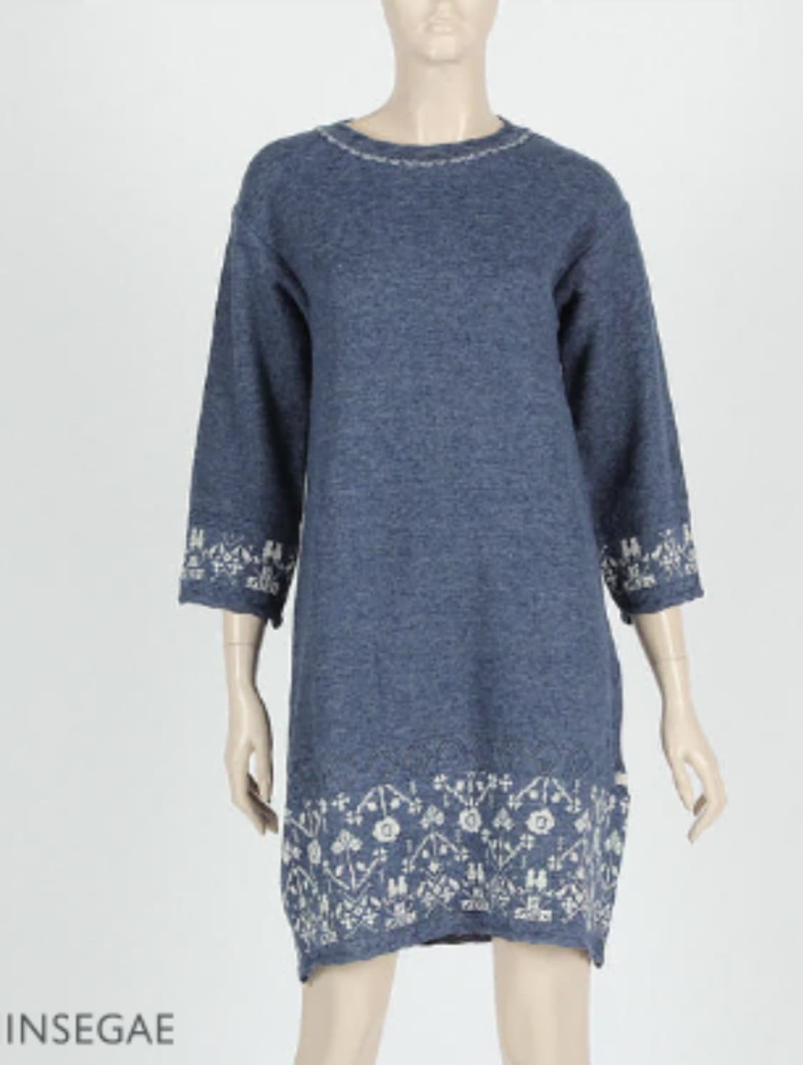 써스데이 보헤미안 니트 미디 원피스 블루 S 상품이미지1