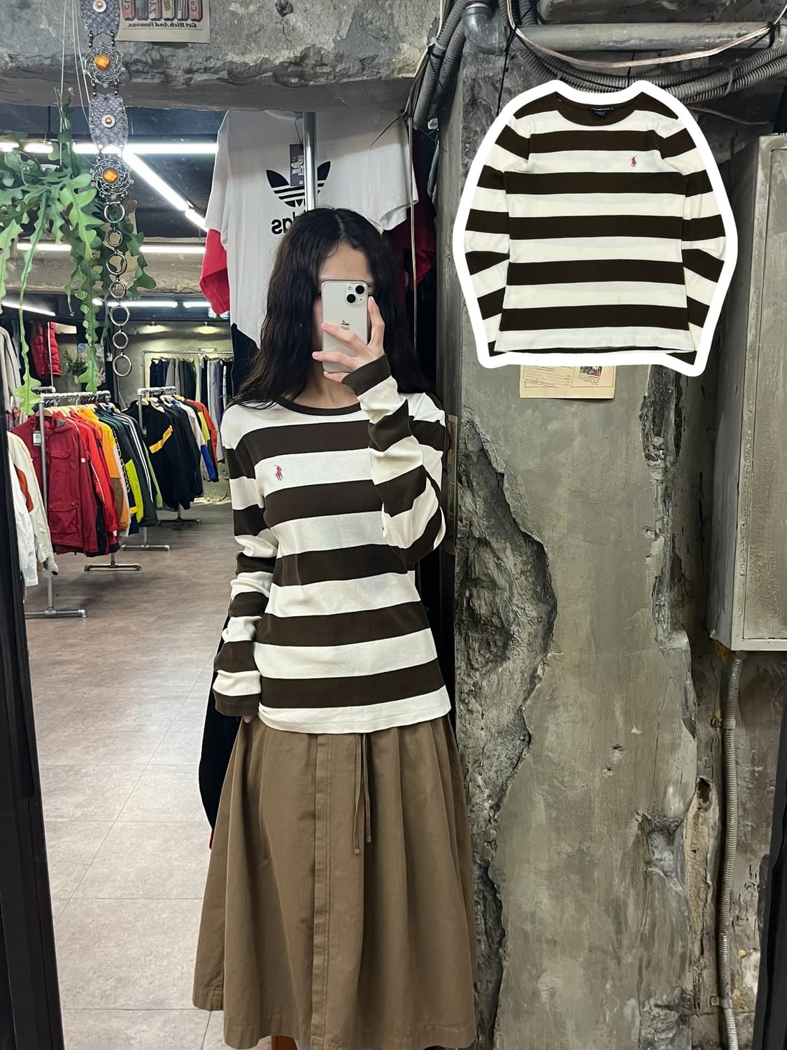 랄프로렌 스포츠 스트라이프 니트 브라운 L #csz1749 상품이미지1