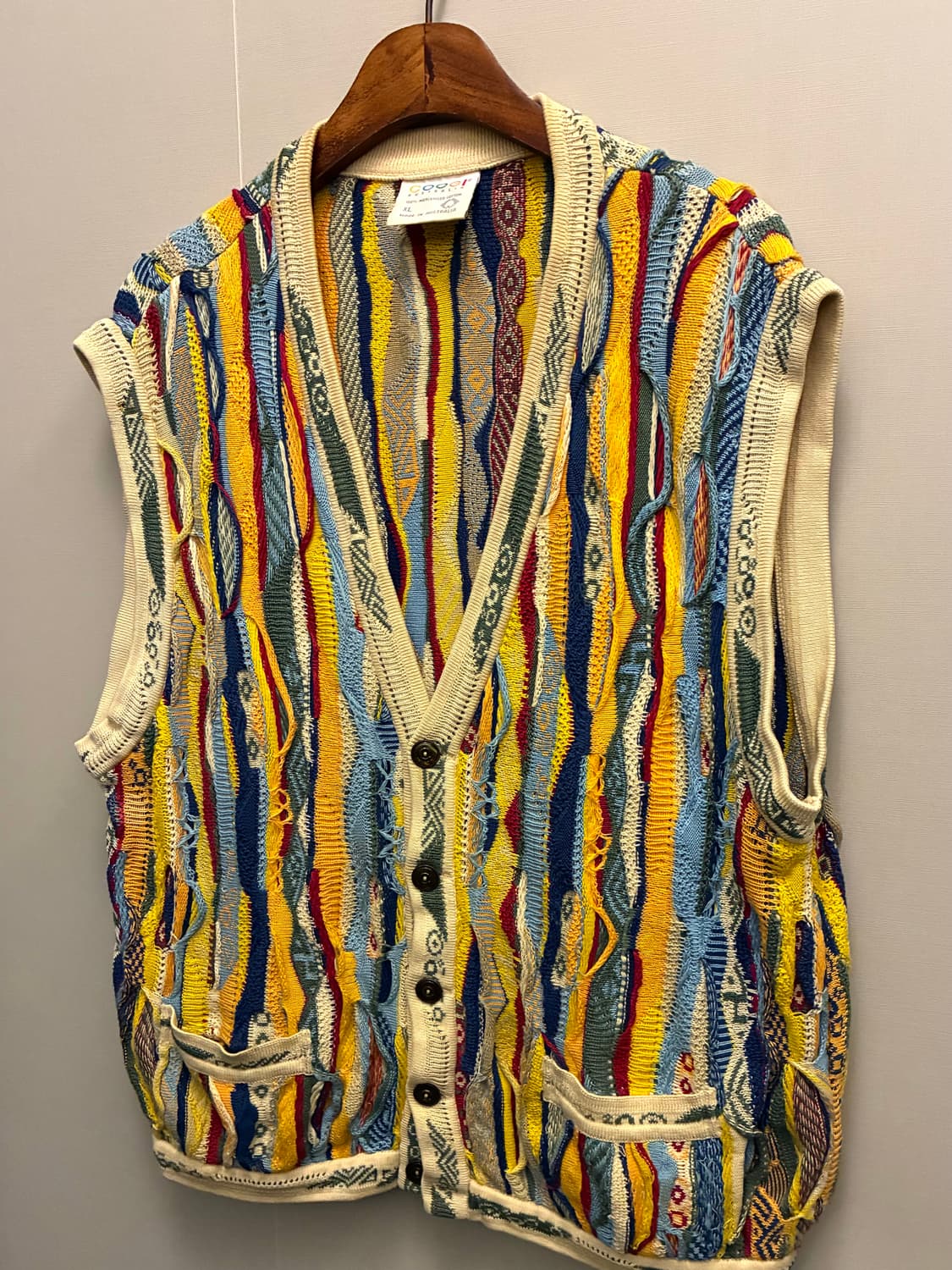 (XL)Coogi 쿠지 3D 에스닉 웨스턴 케이블 니트베스트 조끼 상품이미지1