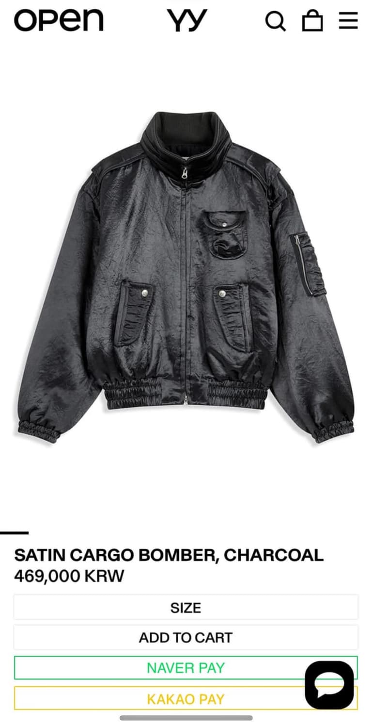 Openyy 새틴 카고 봄버 차콜 상품이미지1